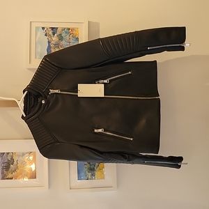 Moto fake leather jacker zara size S